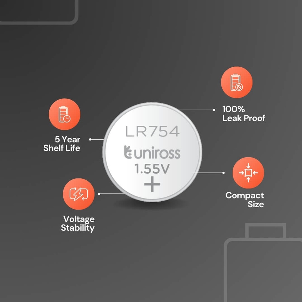 Uniross Alkaline Coin Cells AG05 Features
