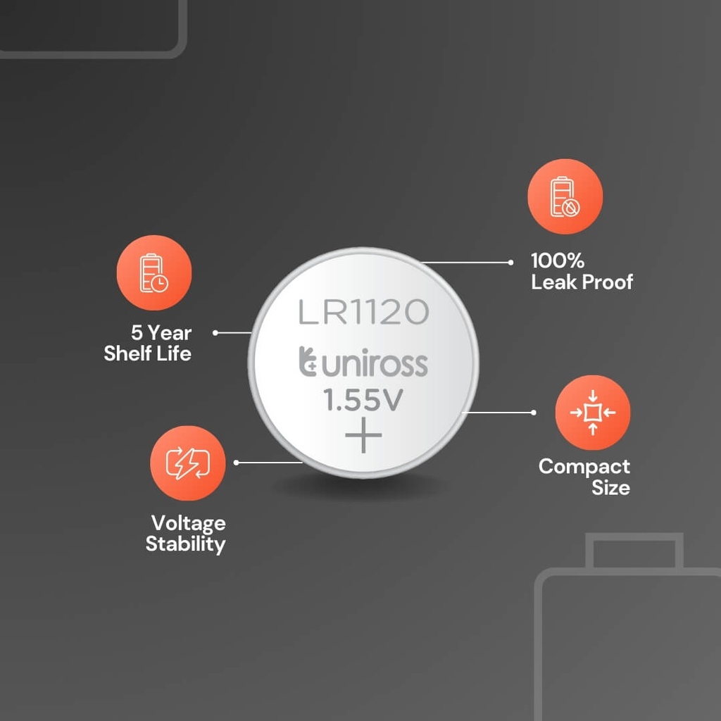 Uniross Alkaline Coin Cells AG08 Features