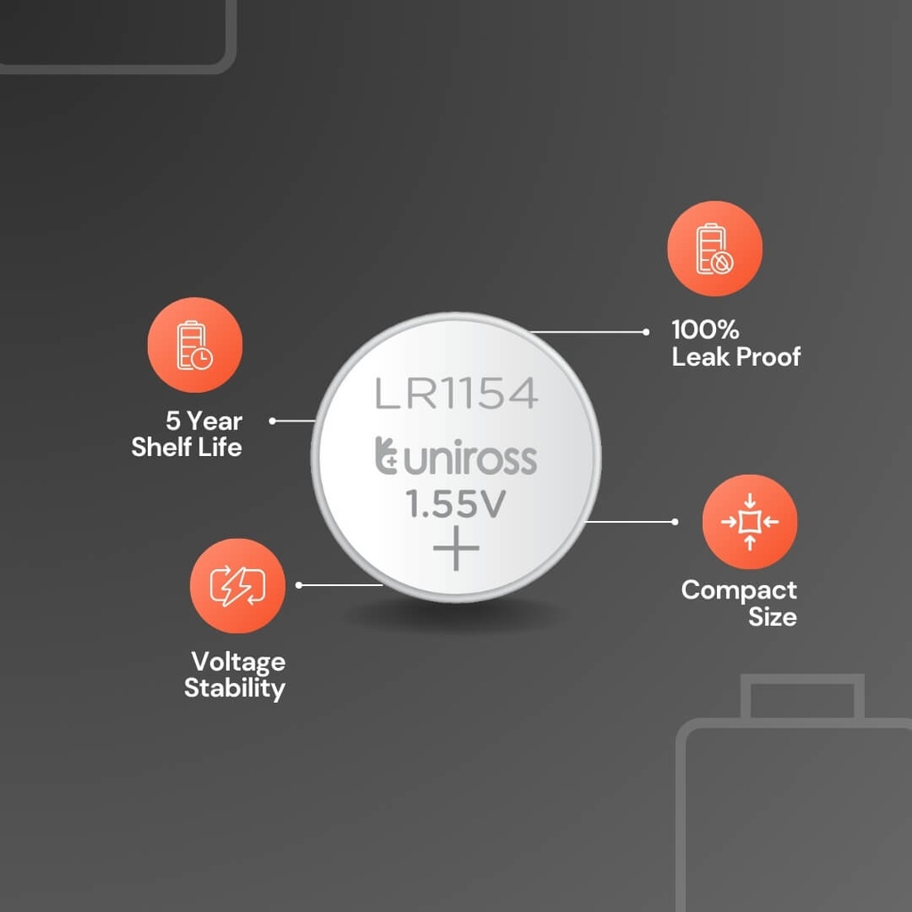 Uniross Alkaline Coin Cells AG13 Features