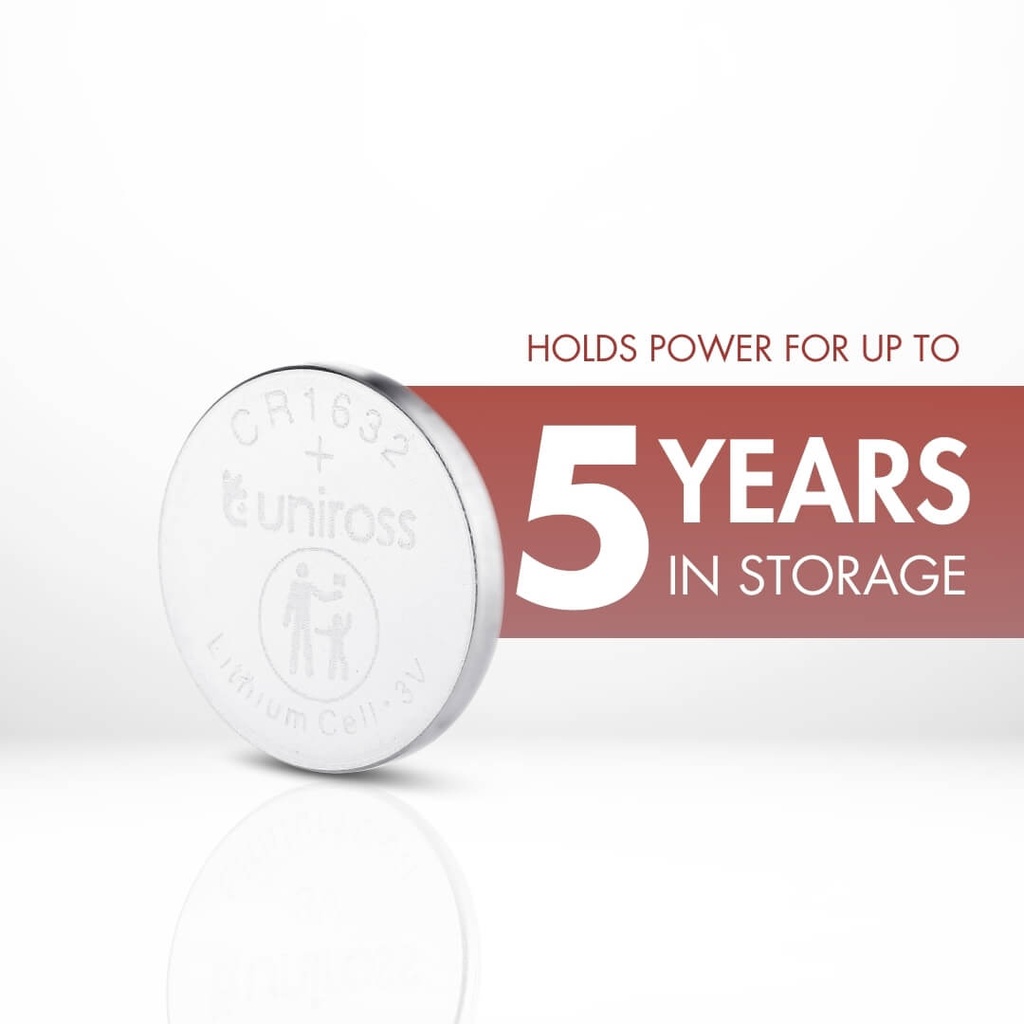 Uniross Lithium Coin Cells CR1632 (Blister of 5) Features