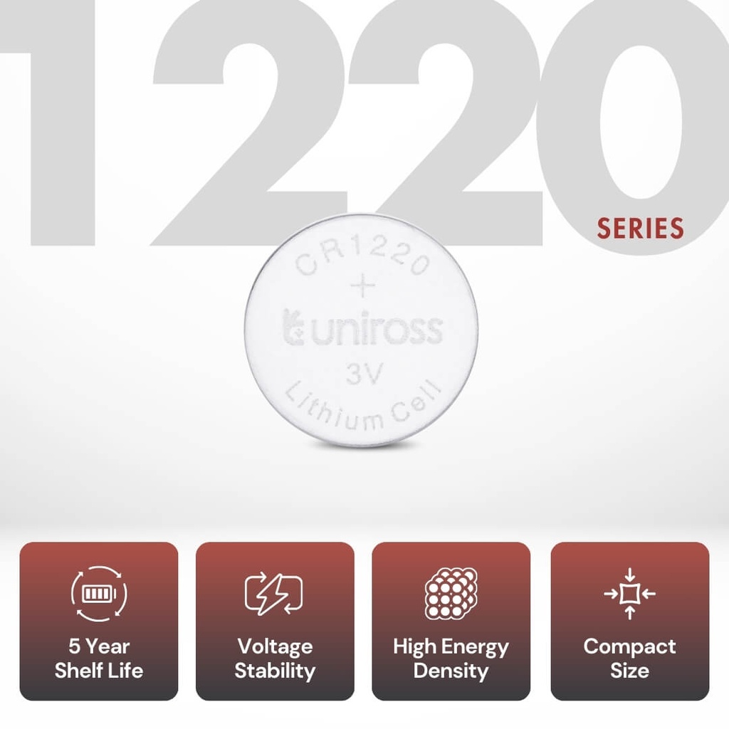 Uniross Lithium Coin Cells CR1220 (Blister of 5) Shelf Life