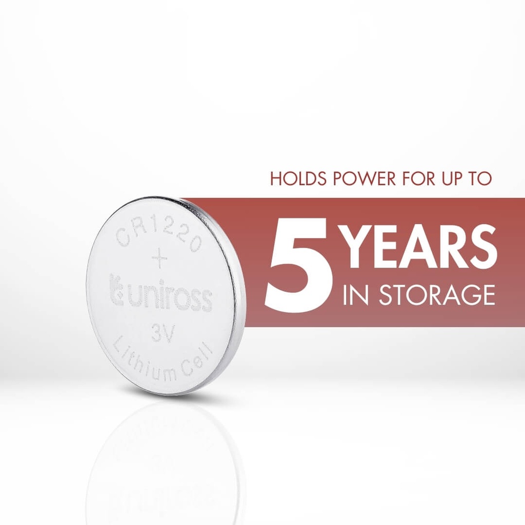 Uniross Lithium Coin Cells CR1220 (Blister of 5) Features