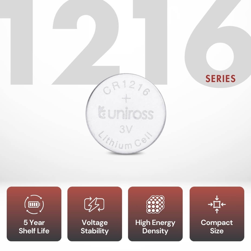 Uniross Lithium Coin Cells CR1216 (Blister of 5) Shelf Life