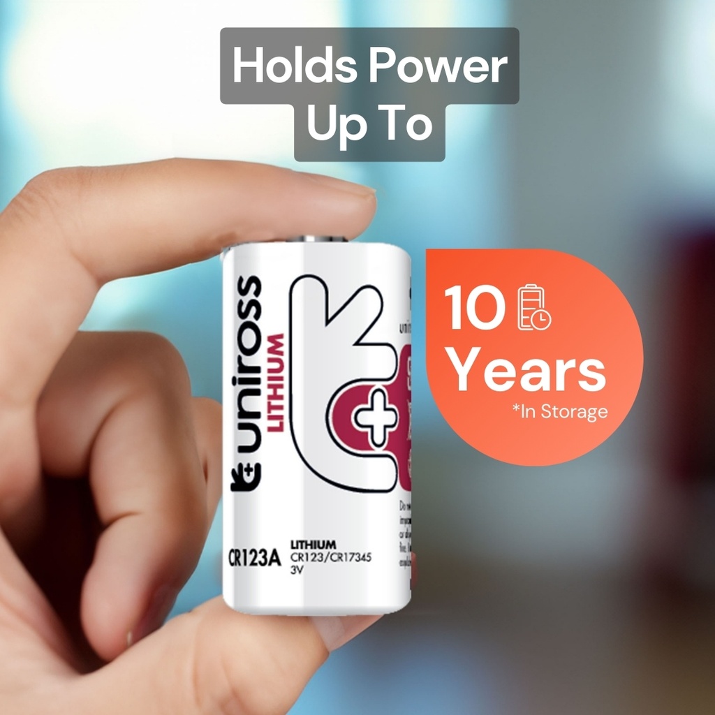 Uniross Cylindrical Lithium Battery CR123A (Blister of 1) Shelf Life