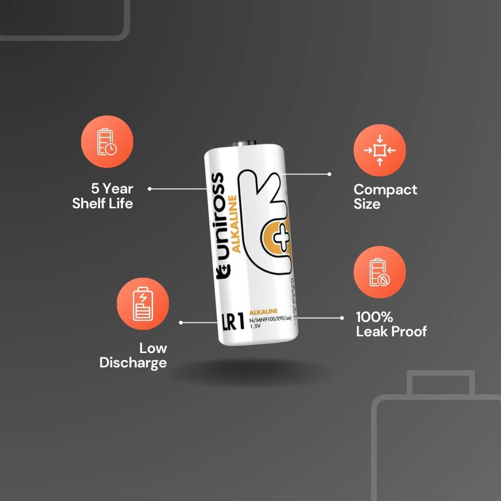Uniross Micro-Alkaline Battery U1LR1 (Blister of 1) Features