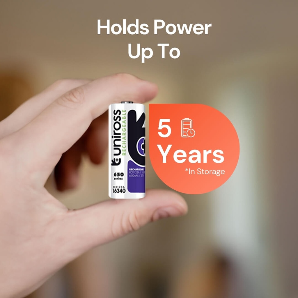 Uniross Lithium Cylindrical Rechargeable RCR123A Battery (Blister of 1) Shelf Life