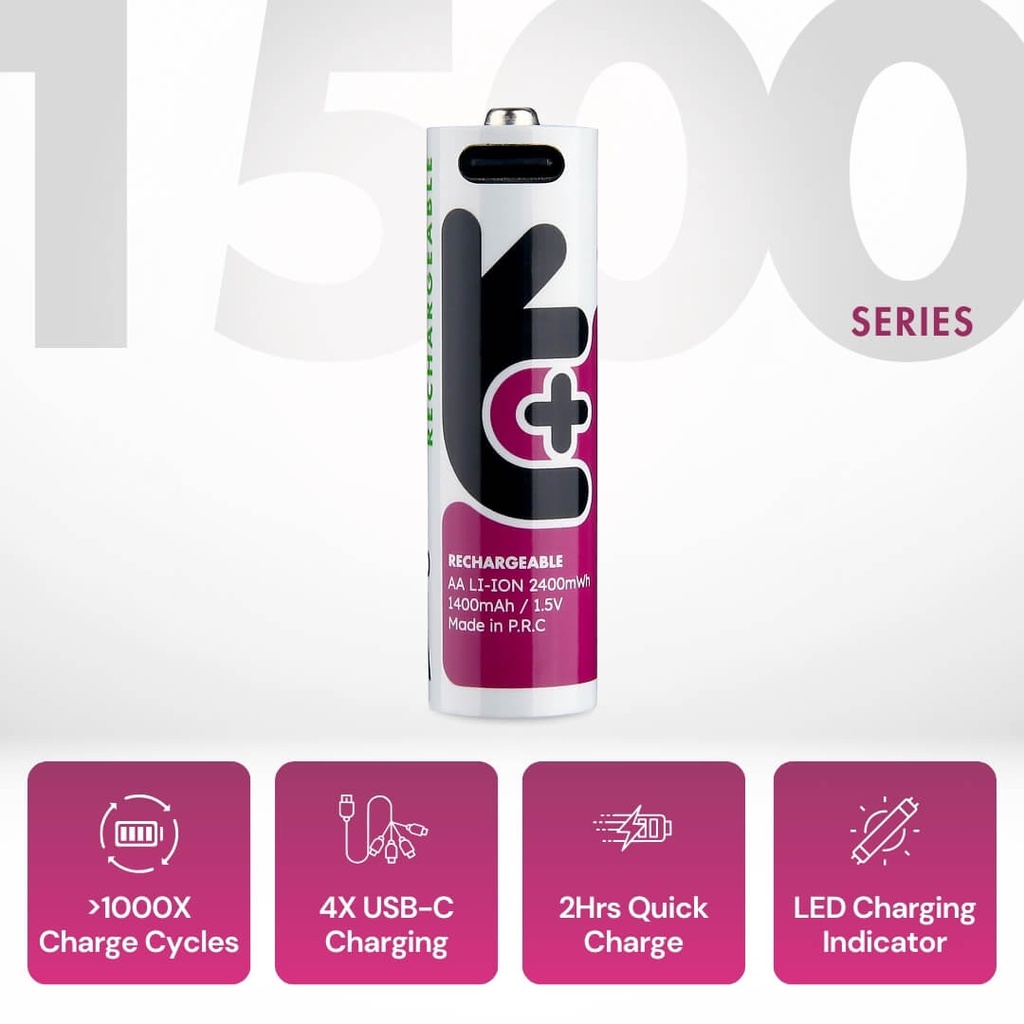 Uniross USB-C Rechargeable AA Battery (Pack of 4) Shelf Life
