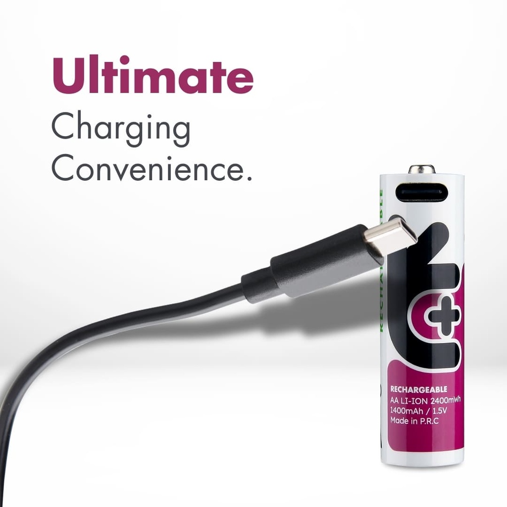 Uniross USB-C Rechargeable AA Battery (Pack of 4) Features