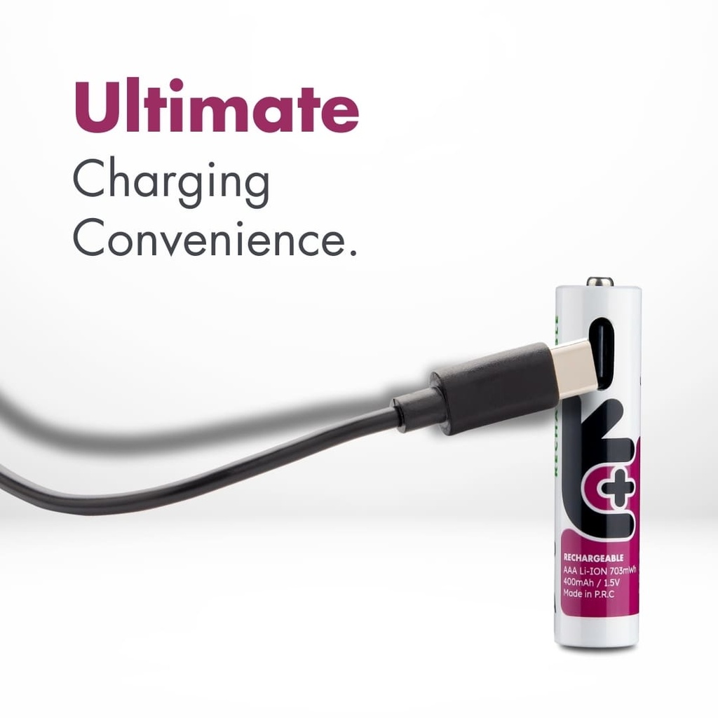 Uniross USB-C Rechargeable AAA Battery (Pack of 4) Features