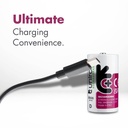 Uniross USB-C Rechargeable D Battery (Pack of 2) Features