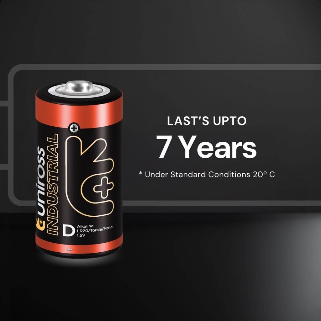 Uniross Alkaline Zinc Manganese D Battery (Pack of 10)
