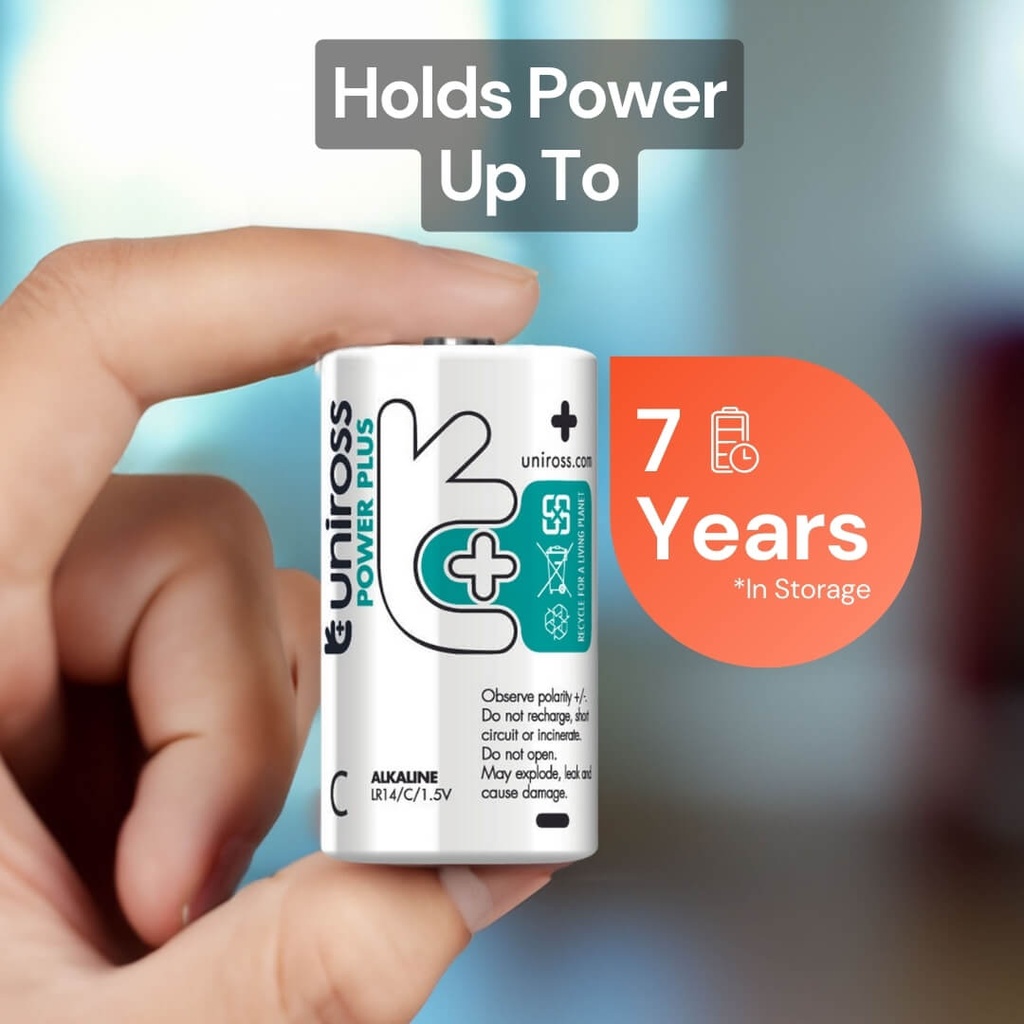 Uniross Power Plus Alkaline C Battery lifespan