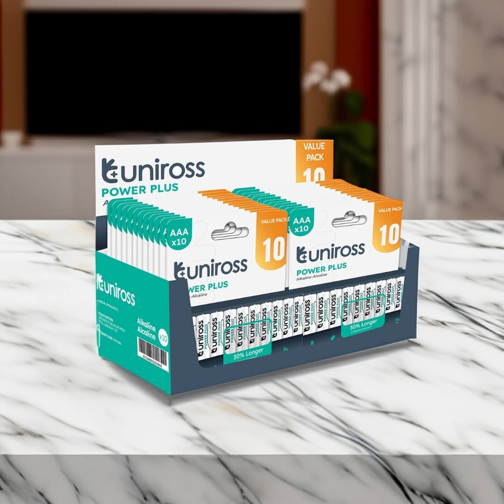 Uniross LR03 AAA Power Plus Alkaline Battery (Pack 10)