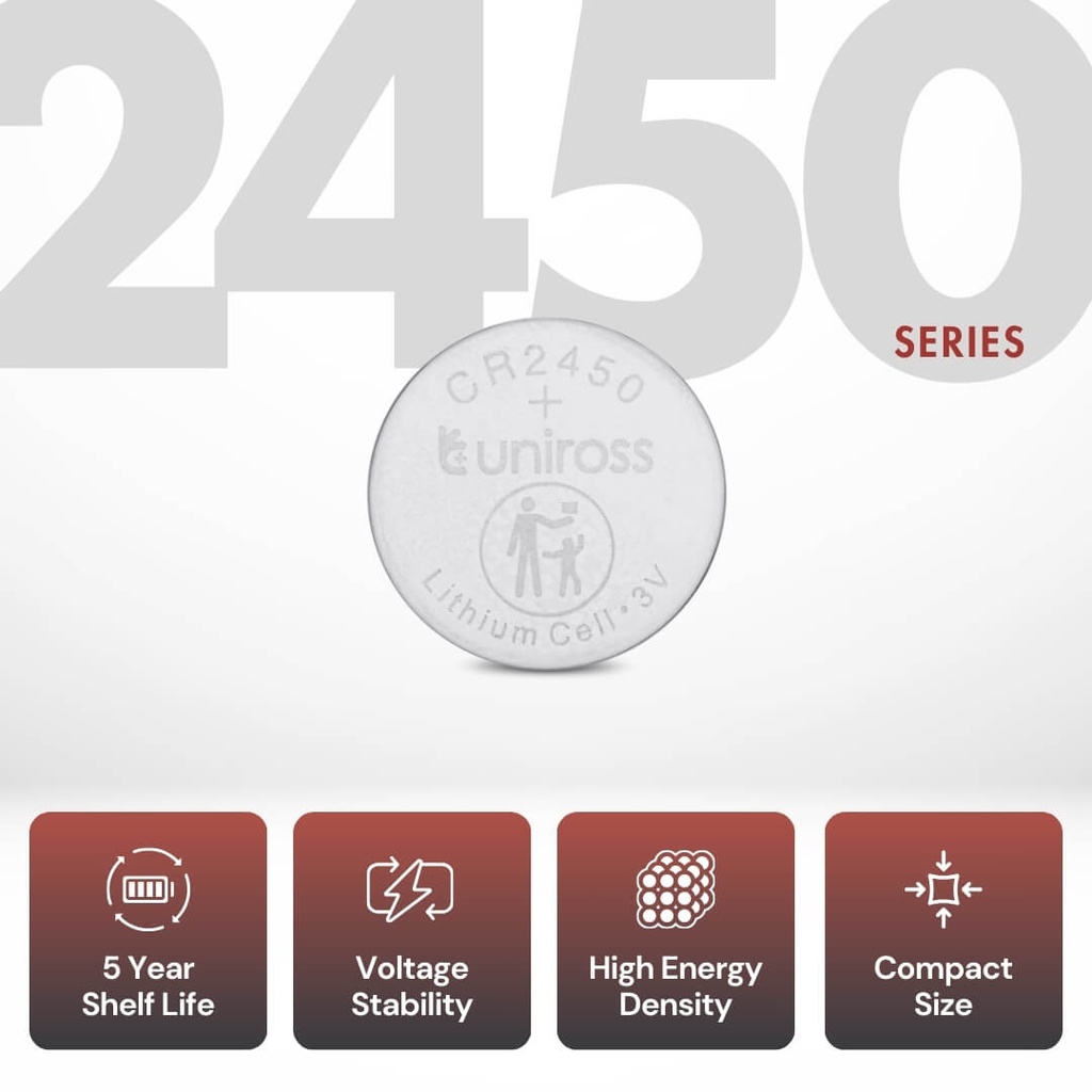 Uniross Lithium Coin Cells CR2450 (Blister of 1)