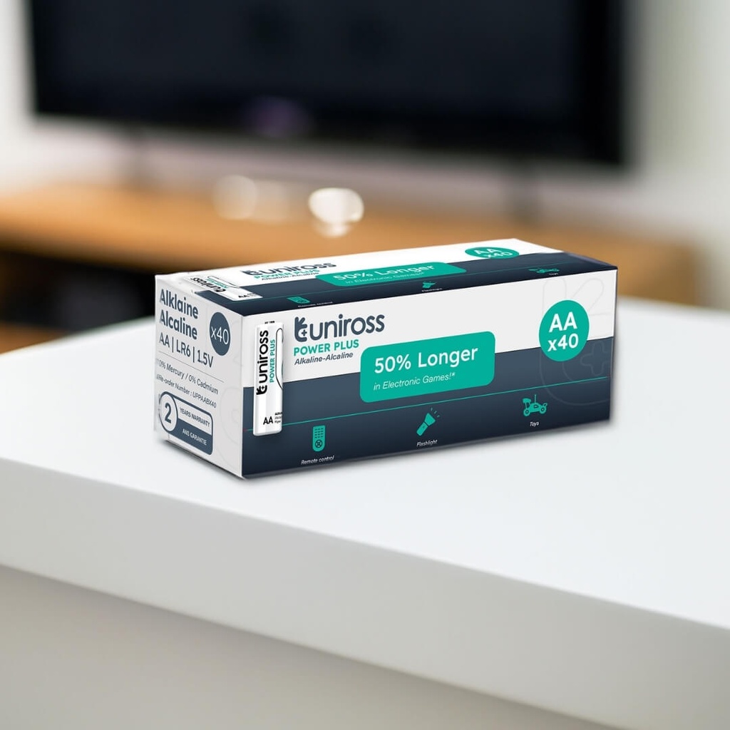 Uniross Power Plus Alkaline AA Battery (Box of 40)