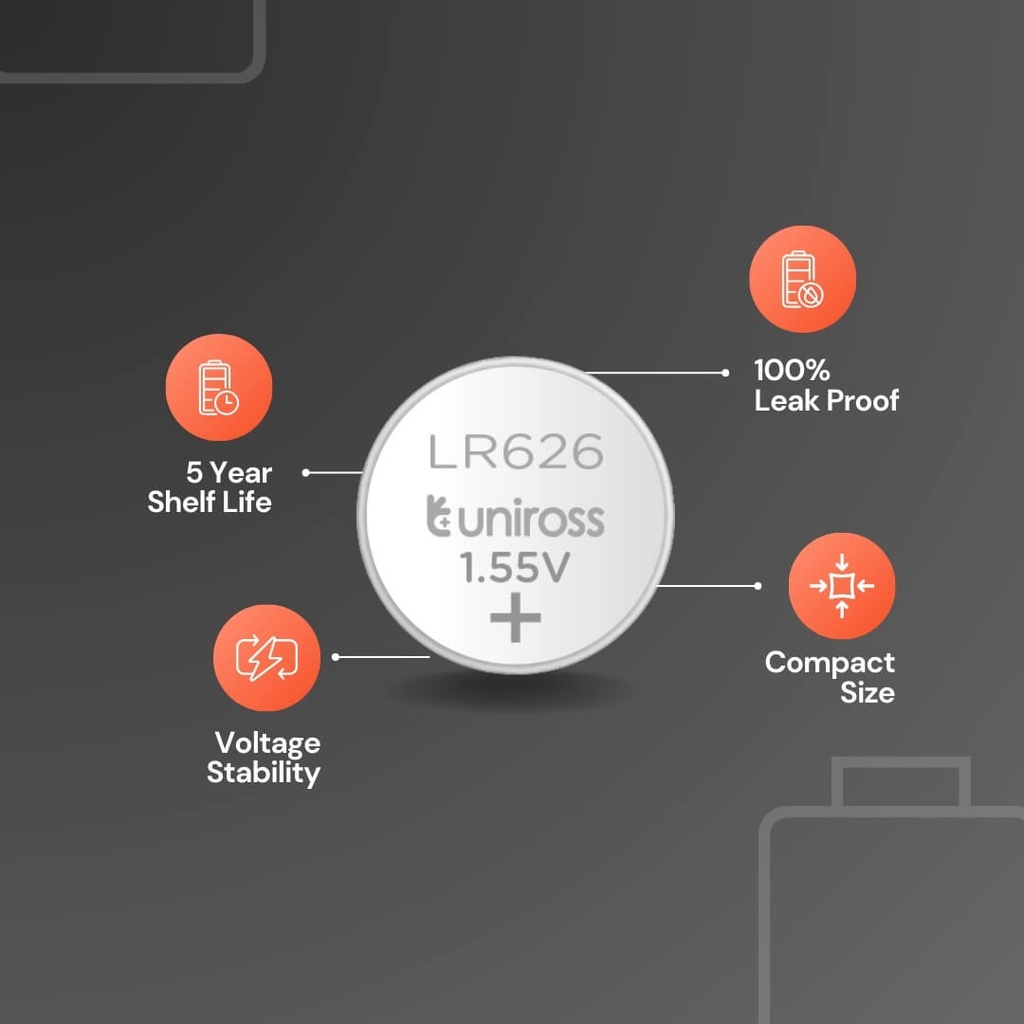 Uniross Alkaline Coin Cells AG04 Features