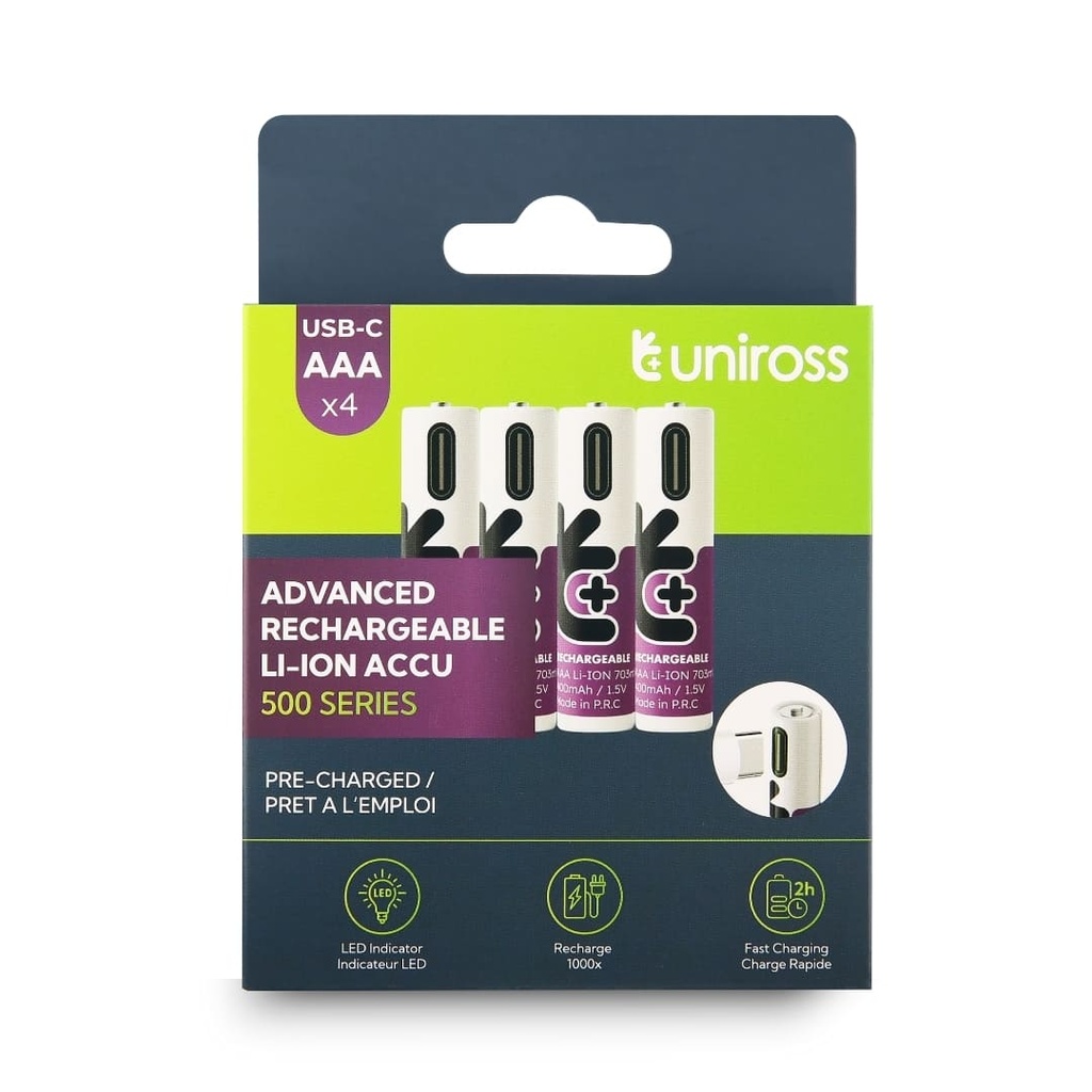 Uniross USB-C AAA 1.5V Rechargeable Battery (Pack 4)