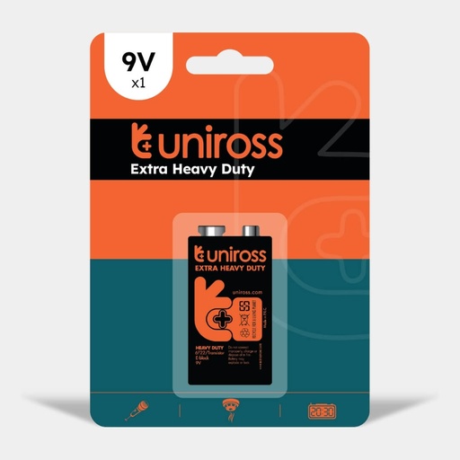 [UED9V1] Uniross 6F22 9V Heavy Duty Zinc Battery (Blister 1)
