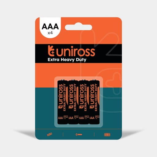 [UEDAAA4] Uniross R03 AAA Heavy Duty Zinc Battery (Blister 4)