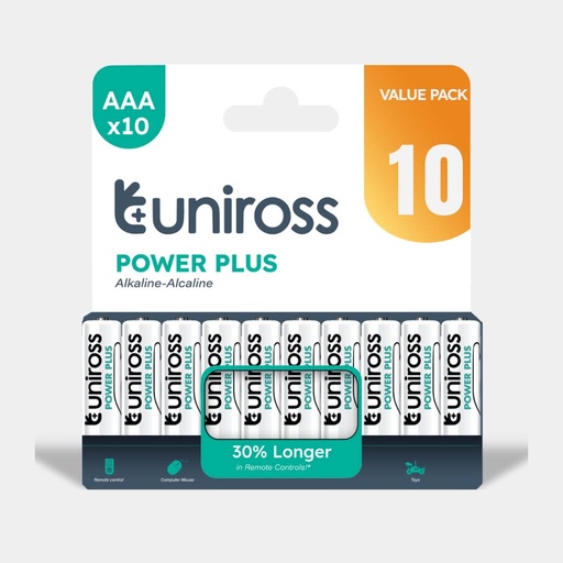 [UPPAAAPK10] Uniross LR03 AAA Power Plus Alkaline Battery (Pack 10)