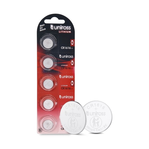[U5CR1616] Uniross Lithium Coin Cells CR1616 (Blister of 5)