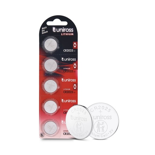 [U5CR2025] Uniross Lithium Coin Cells CR2025 (Blister of 5)