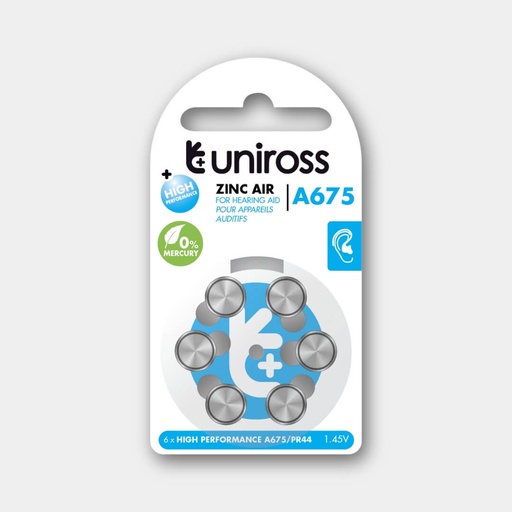 [UZA6A675] Uniross Hearing Aid Batteries A675 (Blister Of 6)