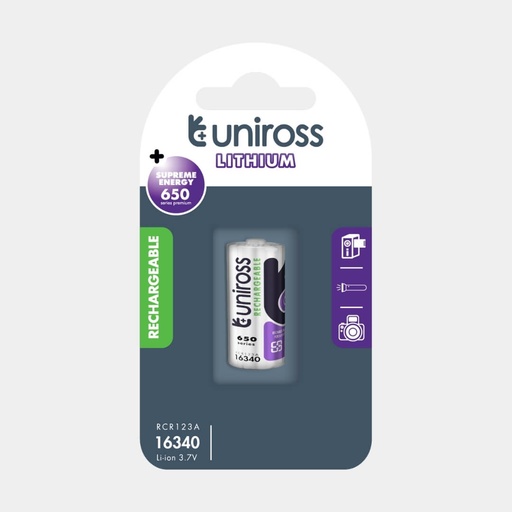 [UM16340N1] Uniross Lithium RCR123A / 16340 Battery (Blister of 1)