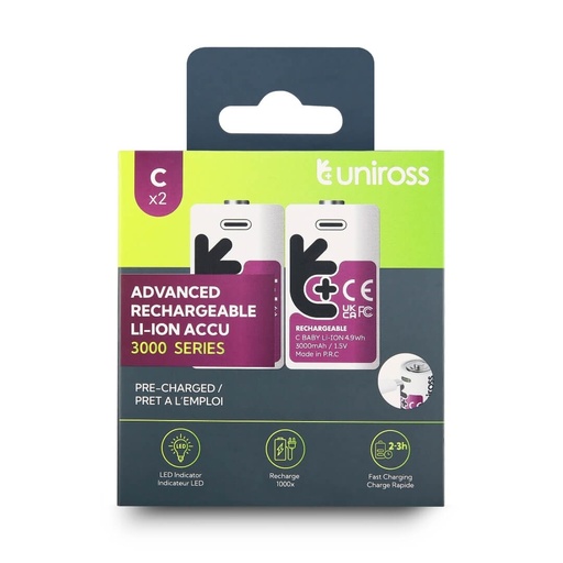 [U322071] Uniross USB-C C 1.5V Rechargeable Battery (Pack 2)