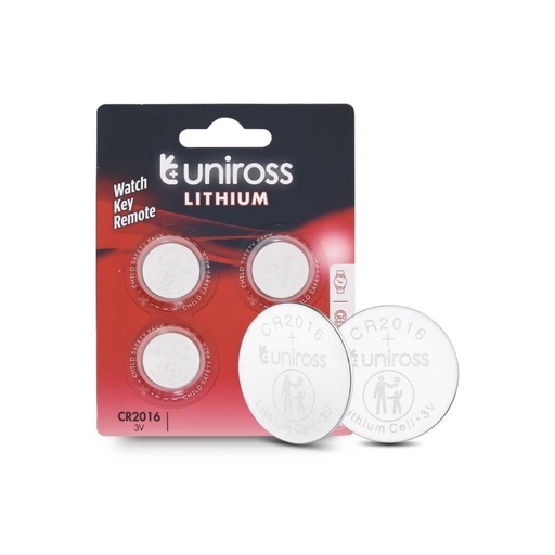 [U2CR2016] Uniross Lithium Coin Cells CR2016 (Blister of 4)