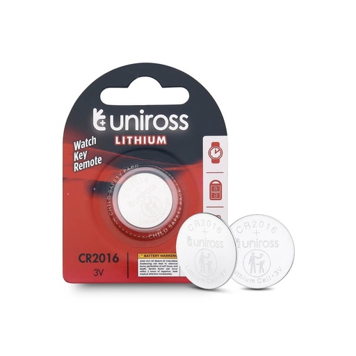 [U1CR2016] Uniross Lithium Coin Cells CR2016 (Blister of 1)