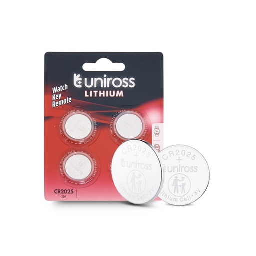 [U2CR2025] Uniross Lithium Coin Cells CR2025 (Blister of 4)
