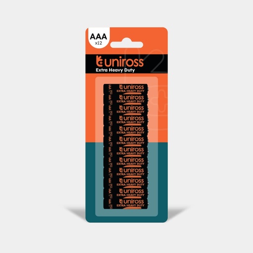 [UEDSPAAA12] Uniross R03 AAA Heavy Duty Zinc Battery (Blister Pack 12)