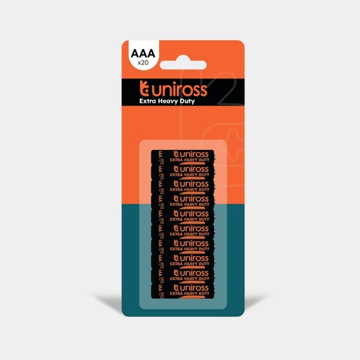[UEDSPAAA20] Uniross R03 AAA Heavy Duty Zinc Battery (Blister Pack 20)